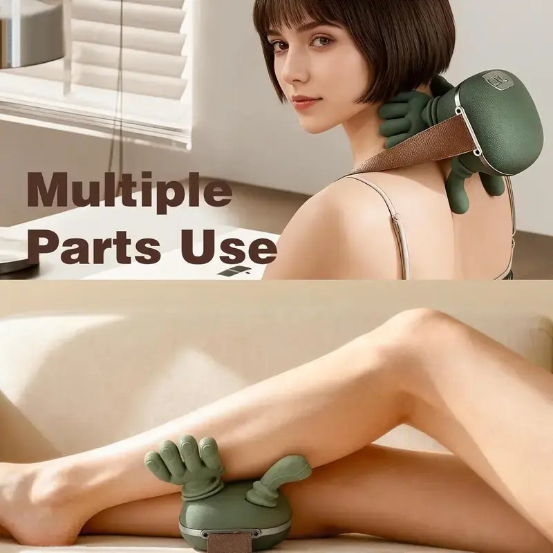 Aedwdpe Electric Bionic Hand Neck & Shoulder Massager - 3D Kneading, Heating, Rechargeable Wireless Portable, Adjustable Speed, Lightweight, Unisex, Easy-To-Use Panel, Massagers for Neck and Back Pain Relief, Back/Body Active Routine Support