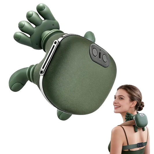 Aedwdpe Electric Bionic Hand Neck & Shoulder Massager - 3D Kneading, Heating, Rechargeable Wireless Portable, Adjustable Speed, Lightweight, Unisex, Easy-To-Use Panel, Massagers for Neck and Back Pain Relief, Back/Body Active Routine Support