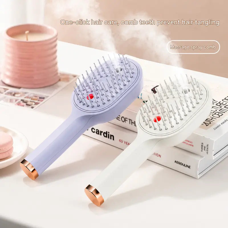 Portable Rechargeable Electric Spray Massage Comb - anti Frizz, Detangling, Styling, Compact Grip, Travel-Friendly, Relaxing Plastic Misting Tool for All Hair Types (Essential Oils Hair Brushes & Combs, Beauty & Personal Care)
