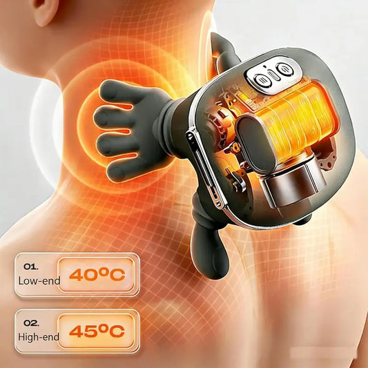 Aedwdpe Electric Bionic Hand Neck & Shoulder Massager - 3D Kneading, Heating, Rechargeable Wireless Portable, Adjustable Speed, Lightweight, Unisex, Easy-To-Use Panel, Massagers for Neck and Back Pain Relief, Back/Body Active Routine Support